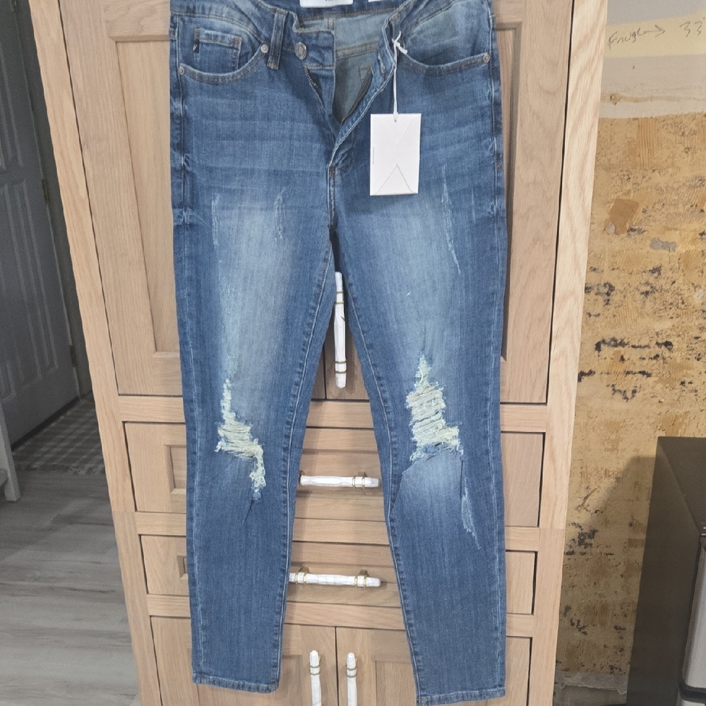 KanCan Women's Distressed Skinny Jeans - Blue